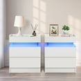 thumbnail image 5 of Hommpa High Gloss Tall 2 Drawer Nightstand LED Bedside Table Cabinet Bedroom Furniture White, 5 of 11