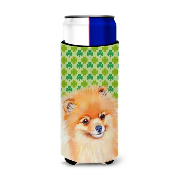 Caroline's Treasures LH9215MUK Pomeranian   Shamrock Portrait Hugger for Slim Cans