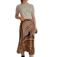 thumbnail image 1 of KOMOO Women A-Line Skirt Brown Stripe Printed Pattern High Waist Fishtail Skirt Vintage Long Skirt, 1 of 5