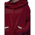 thumbnail image 3 of FASHIONWT Women Long Sleeve Pile Collar High-Low Hoodies Top Irregular Solid Color Long Sweatshirt, 3 of 4