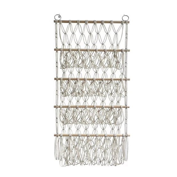 Wall Hanging Organizer Stuffed Animal Toy Net Hammock Nursery Plush Toy Storage Boho Macrame,White