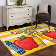 thumbnail image 3 of Children's Day Area Rugs 4'x6', Washable Small Throw Rugs for Office Bathroom, Cartoon Pencil Watercolor Yellow Striped Indoor Outdoor Rug Non-Slip Low Pile Carpet Runner Reversible Floor Mats, 3 of 8