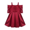 thumbnail image 3 of iEFiEL Kids Girls Sheer Lace Embroidered Flower Dress Princess Pageant Bridesmaid Birthday Dress Burgundy 4, 3 of 4