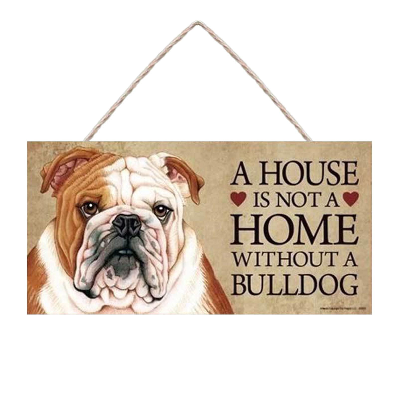 Bulldog "Welcome" Rustic Wall Sign Plaque Gifts Home Pets Dogs 