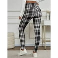 thumbnail image 4 of Women's Fleece Lined Thick Leggings - Plaid Stripe Yoga Athletic Warm Tights for Workout, Casual & Cold Weather, 4 of 5