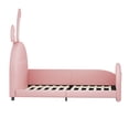 thumbnail image 4 of CZBZ Twin Size Upholstered Rabbit-Shape Princess Bed, Twin Size Platform Bed with Headboard and Footboard, 250LBS Capacity Frame with 12 Slats, PU Leather Bed Frame, Noise Free, Easy Assembly, 4 of 9