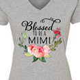 thumbnail image 4 of Inktastic Blessed to Be a Mimi with Pink Flowers Women's V-Neck T-Shirt, 4 of 5