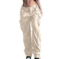 thumbnail image 1 of Timegard Cargo Pants for Women Straight Leg Low Waisted Baggy Streetwear Outdoor Trousers with Pockets, 1 of 7