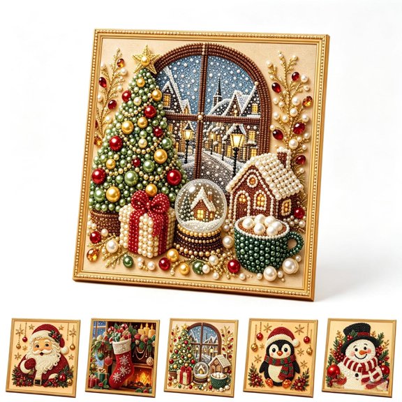 Clearance! Christmas Pearl Art Kits for Adults Pearl Diamond Art Diy Kits DIY Pearl Painting Kit for Adults & Beginners (Christmas Tree)
