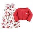 thumbnail image 2 of Hudson Baby Infant and Toddler Girl Cotton Dress and Cardigan 2pc Set, Strawberries, 5 Toddler, 2 of 4