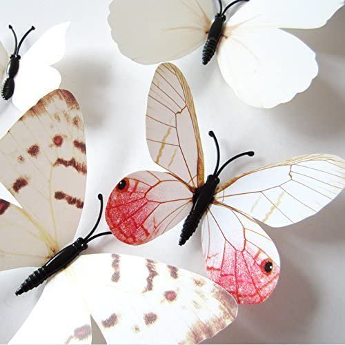 Adhesivo de pared mariposa, 36 pegatinas 3D de mariposa blanca con goma de esponja y alfileres, pegatinas de pared extraíbles de mariposa para decoración de habitación, hogar, guardería BANYUO Hogar