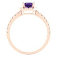thumbnail image 4 of Halo Engagement Ring for Women - 0.89ct Natural Amethyst in 14K Rose Gold Promise Ring, 4 of 6