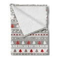 thumbnail image 2 of Christmas Soft Flannel Fleece Throw Blanket, Xmas Border Deers Trees and Merry Christmas Lettering Bows Bells Image, Cozy Plush for Indoor and Outdoor Use, 70" x 90", Grey White and Red, by Ambesonne, 2 of 5