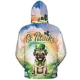 thumbnail image 2 of Happy St. Patrick’s Day Pug with Green Hat Shamrocks Rainbow All Over Print 3D Hoodie Unisex Merch Hoodies Dog Lover Gifts - 03007, 2 of 6