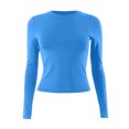 thumbnail image 3 of Thredzr Ribbed Long Sleeve Tops for Women Oversized Knit Sexy Shirts Soft Loose Basic Cozy Solid Color Tight Sweater 06# Blue XS, 3 of 4