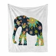 thumbnail image 1 of Folk Art Soft Flannel Fleece Throw Blanket, Animal Print Image with Blossoming Abstract Floral Ornamental Silhouette, Cozy Plush for Indoor and Outdoor Use, 60" x 80", Multicolor, by Ambesonne, 1 of 6