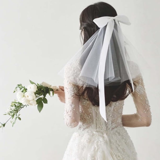Accesorios de fotografía de de tul corto nupcial de boda para mujer y ña, s bncos B Colcomx velo de novia
