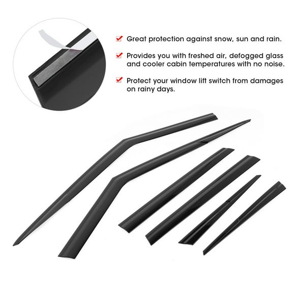 Deflector 6pcs Black Window Visor Vent Sun Rain Shade Deflector Fits for Land Rover Evoque 2011-ON