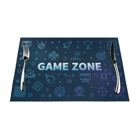 

XMXY Woven Placemats Set of 4 PCS Puzzle Gaming Games Zone Table Mats Washable Heat Resistant Placemats