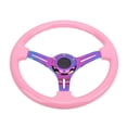 thumbnail image 2 of Car Steering Wheel, 350mm/14in Steering Wheel Universal Pink Sturdy Anti Aging  For Automobile Repacking, 2 of 8