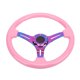thumbnail image 3 of Volante, ABS Volante con 6 Agujeros Universal Rosa Volante Modificación Decorativa para la Mayoría de los Vehículos Carreras de Autos 350mm/14in, 3 of 5