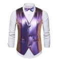 thumbnail image 1 of pstuiky Camisetas sin mangas para hombre, Blusa sin mangas con cuello en V, botones y pajarita con bolsillos estampados a la moda para hombre Chaleco de hombre s, 1 of 3
