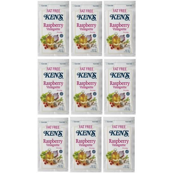 20 Count | Salad Dressing Packets | Individual Single Serve Salad Dressing condiment packets | 1.5 Oz Per Pouch (Fat-Free Raspberry Vinaigrette)