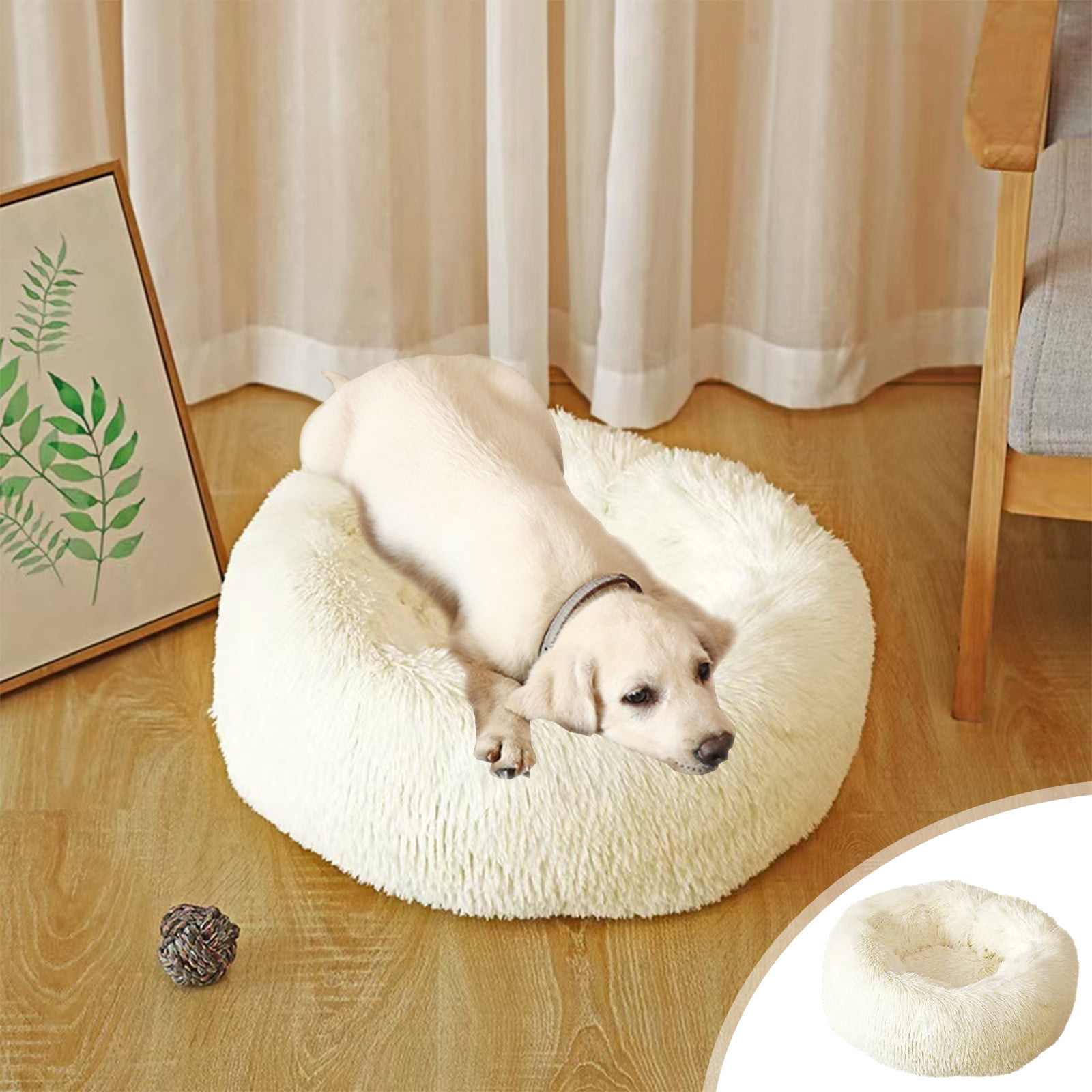 PREWOOD Calming Dog Bed for Medium Dogs,Donut Washable Medium Pet