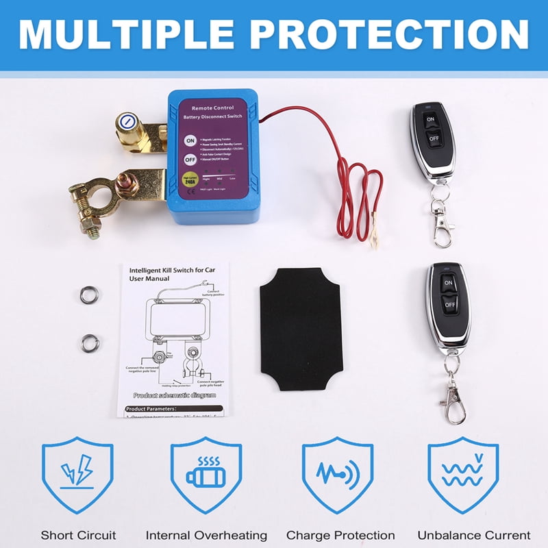 12V/24V 240A Remote Control Battery Disconnect Switch, Automatic Power Off Switch for Car Boat Battery Power-Off Switch