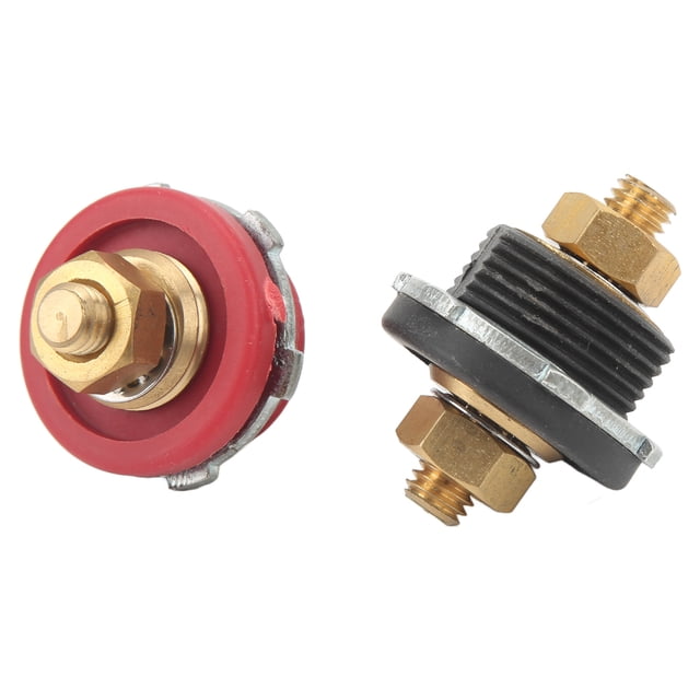 2 Pcs 3/8in Thru Panel Battery Terminal Connector Rubber Zinc Alloy Brass ABS 250A Positive Negative Junction Stud Post For Cars RVs Ships Yachts Racing Cars