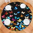 thumbnail image 2 of Black Blue Yellow Butterfly Pattern Round Fitted Tablecloth with Elastic Edge,Dining Table Cover Waterproof,Outdoor Round Tablecloth for Camping,Dining,Indoor and Outdoor, 2 of 7