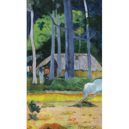 Hut Under Trees Stretched Canvas - Paul Gauguin (24 x
