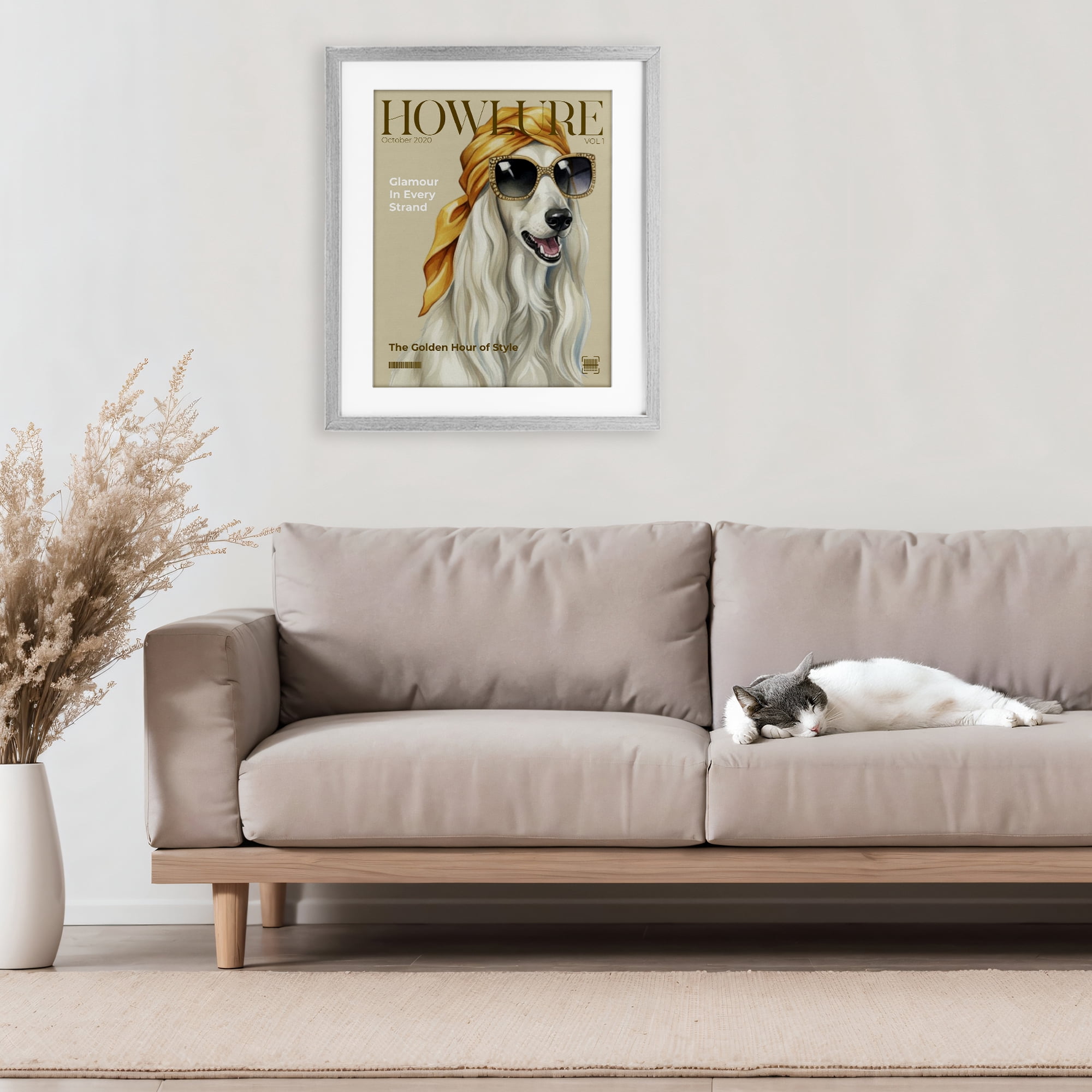 Stupell Industries Howlure Dog Fashion Magazine Gray Framed Print Under Glass, design by A Barefoot Stylist