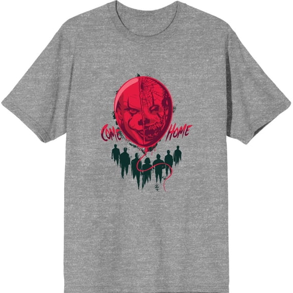 It Chapter 2 Scary Clown Balloon Men's Heather Gray Crew Neck Short Sleeve Tee-Medium
