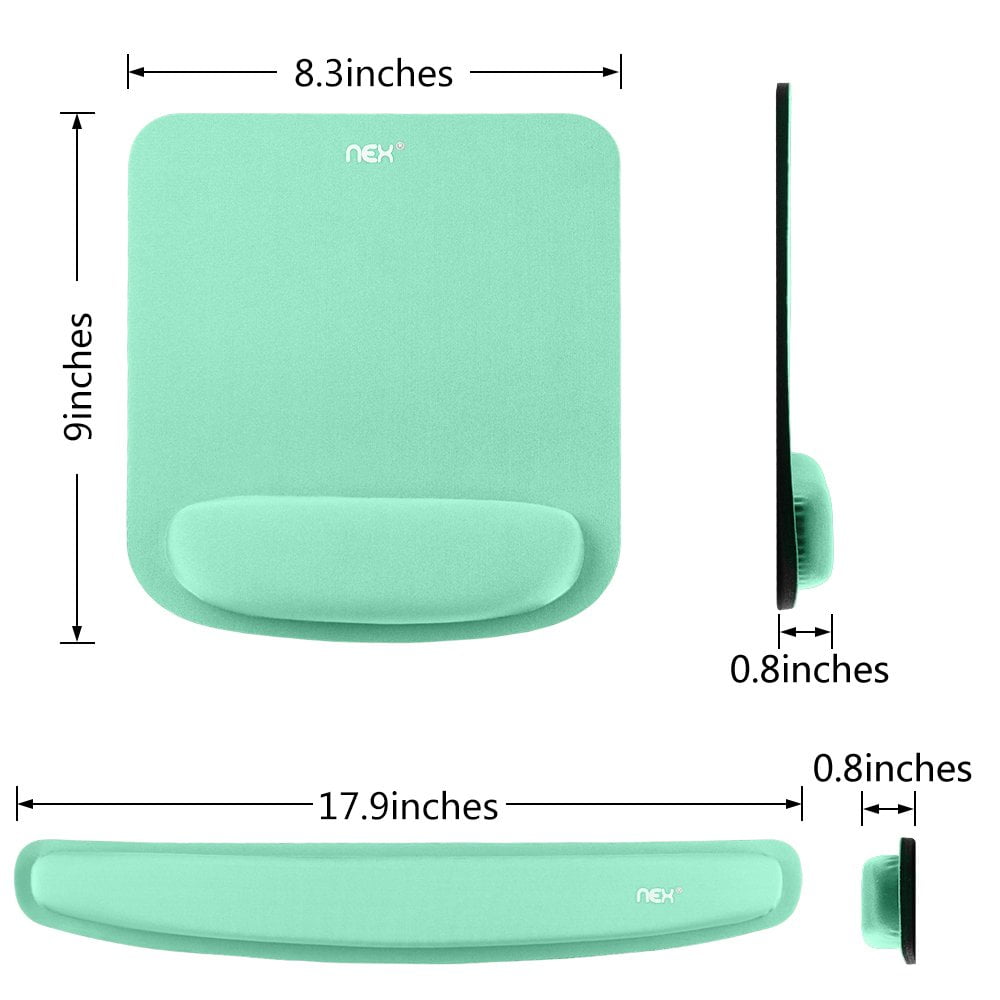 NEX Ergonomic Mouse Pad with Wrist Support, Memory Foam Keyboard Wrist Rest for Computer, Mint Green (NX-PAD007)