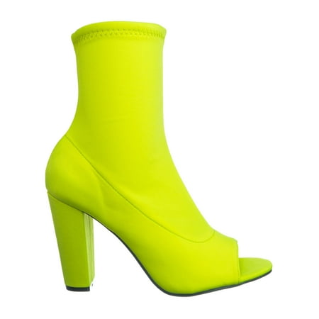 peep toe block heel bootie