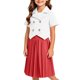thumbnail image 5 of Odeerbi Niñas 2 Piezas Preppy Traje Manga Corta Muesca Solapa Blazer Chaqueta y Falda Plisada Conjunto Uniforme Escolar, 5 of 5