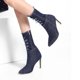 thumbnail image 1 of Botas de tacón alto con cremallera lateral de mezclilla elástica desgastada sexy de color sólido para mujer Wmkox8yii hfjk1830, 1 of 5