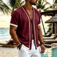 thumbnail image 2 of Sewkxo Men's Linen Shirts Short Sleeve Casual Shirts Button Down Shirt for Men Beach Summer Shirt,Wine M, 2 of 8