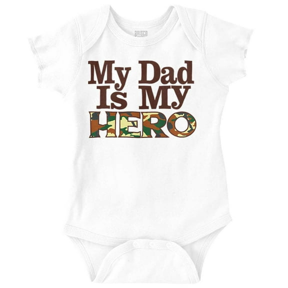 My Dad is My Hero Outdoors Camo Romper Boys or Girls Infant Baby Brisco Brands 18M