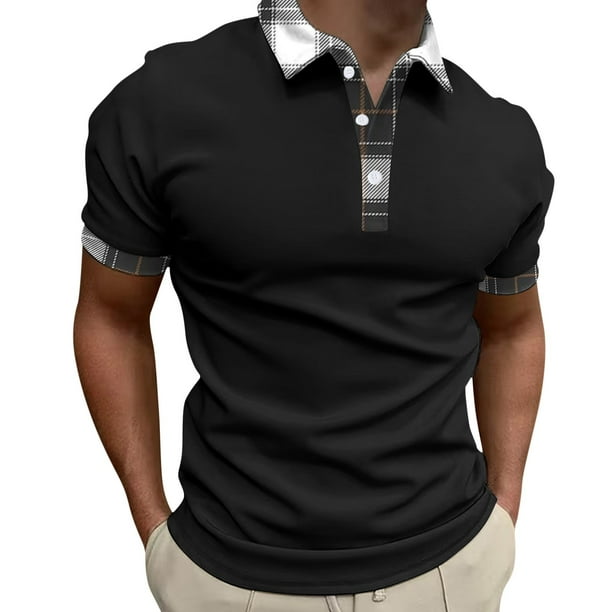 Gibobby Playera Tipo Polo Hombre Polo de piqué elástico de Manga Corta Camisa de Polo para Hombre(Negro,G)