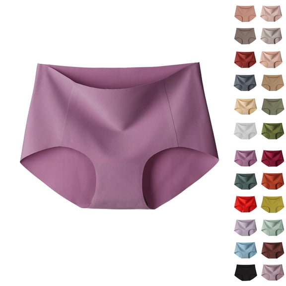 Hrsba Womens Panties Seamless Mid High Waist Ice Silk Lightweight Breathable Daily Underwear