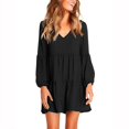 thumbnail image 1 of Women Tunic Dress V Neck Casual Loose Flowy Swing Shift Dresses, 1 of 6