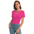 thumbnail image 5 of Women's Trendy Sexy Tee One Piece Cutout Tops Slim Fit Going Out Shirts Hot Pink, 5 of 7