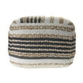thumbnail image 5 of LR Home Small Braided Geometric Indoor Square Pouf, Navy Blue/White, 18" x 18" x 14", 5 of 6