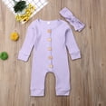 thumbnail image 2 of Gureui Baby Girls Boys Romper Solid Jumpsuit Linen Cotton Long Sleeve Ruffled Bodysuit Infant Clothes Outfit, 2 of 9