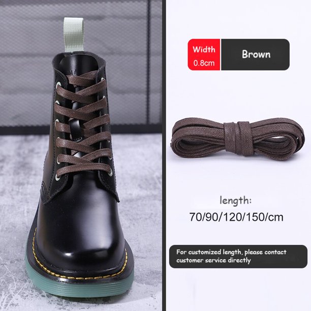 Cordones de zapatos encerados a prueba de agua Cordones de zapatos planos de algodón Ancho 0.8 CM Botas unisex Zapatillas de deporte casuales Cordones de cuero Cordones Zapatos Strings150cm Gao Jinjia LED