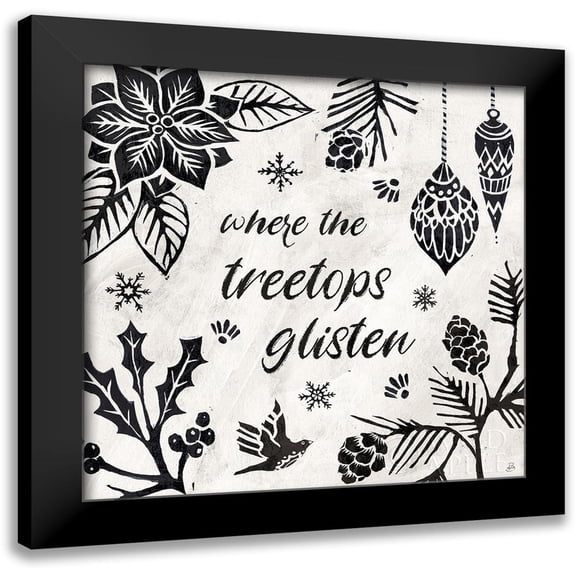 Brissonnet, Daphne 12x12 Black Modern Framed Museum Art Print Titled - Woodcut Christmas VIII