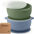 thumbnail image 1 of KeaBabi - Juego de 2 cueos para bebé con succion, tapas, cueos de succión de silicona para bebés, niñas, niños, silicona de grado alimenticio, sin BPA, aptos para lavaplatos, eial para, 1 of 5