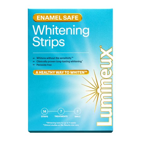 Lumineux Enamel-Safe & Peroxide-Free Teeth Whitening Strips, Dentist Formulated, 7-Pack